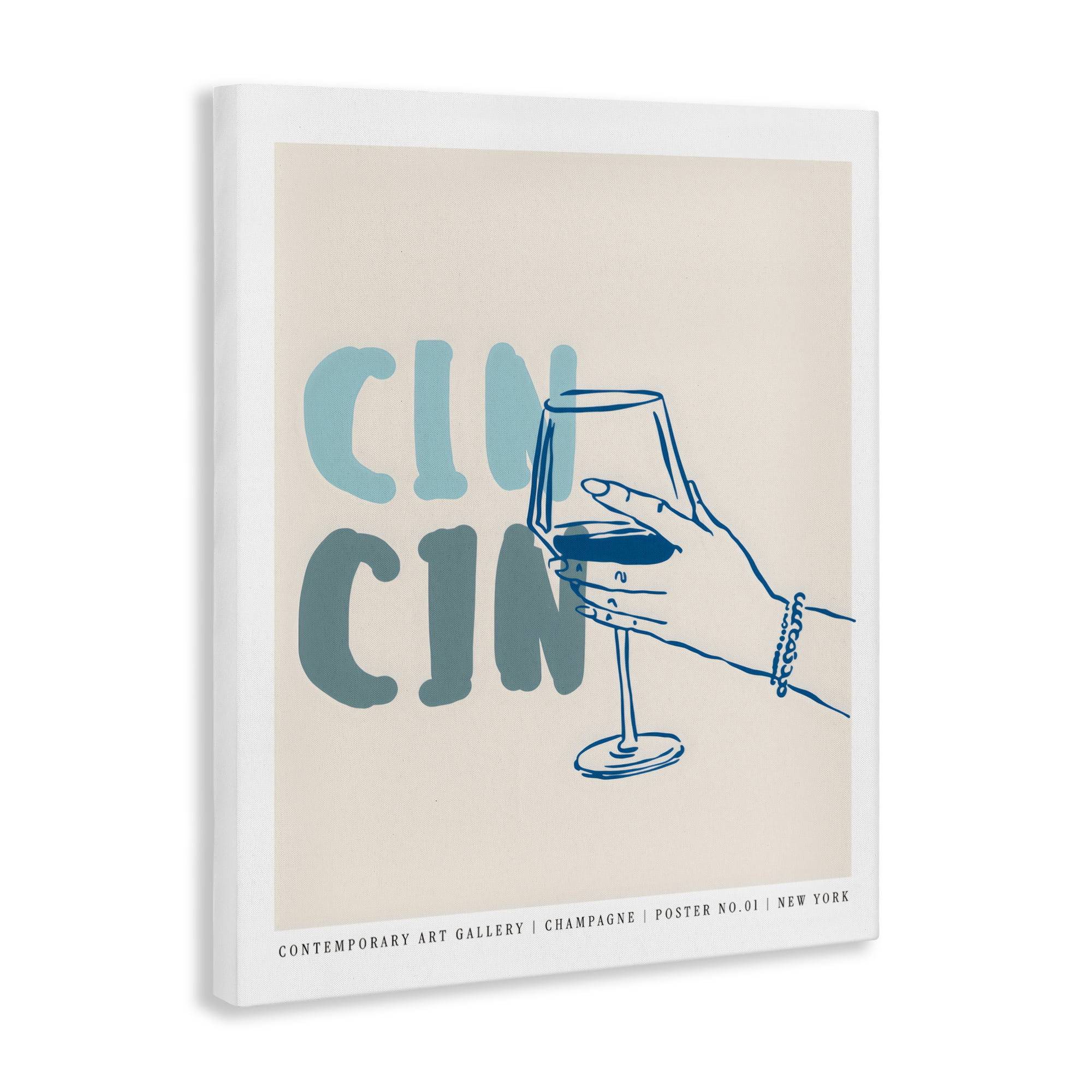 Stupell Industries Cin Cin Blue Champagne Toast Canvas Wall Art, design by The Prints Vibe
