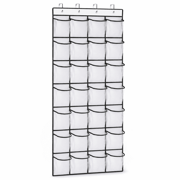 28 Large Pocket Over the Door Shoe Organzier,Hanging Shoe Rack for Door Large Capacity Shoe Organizer Holder with 4 Metal Hooks.