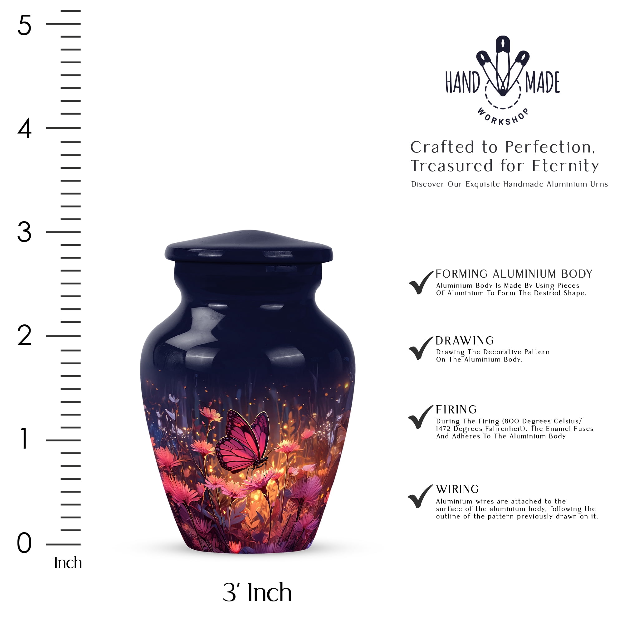 Butterfly Cremation Urns For Human Ashes Adult Female - Keepsake Urn For Ashes For Women - Small Decorative Memorial Urn For Mom And Dad - Pink Little Urns For Adults Boy Size, 3 Inch