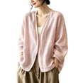 thumbnail image 1 of Warop Women's V Neck Open Front Cardigan Long Sleeve Loose Solid Casual Knit Outwear for Daily and Work Wear, 1 of 4