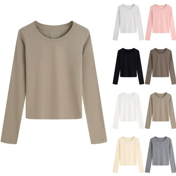 Bovxnpu Fall Winter Plus Size Tops for Women, Womens Long Sleeve Shirt Tops Loose Casual Fall Thick T Shirts Winter Outs Trendy Clothes