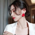 thumbnail image 3 of Vintage Red Large Heart-Shaped Earrings Exaggerated 3D Origami Heart-Shaped Earrings for Formal Cocktail Parties, 3 of 5