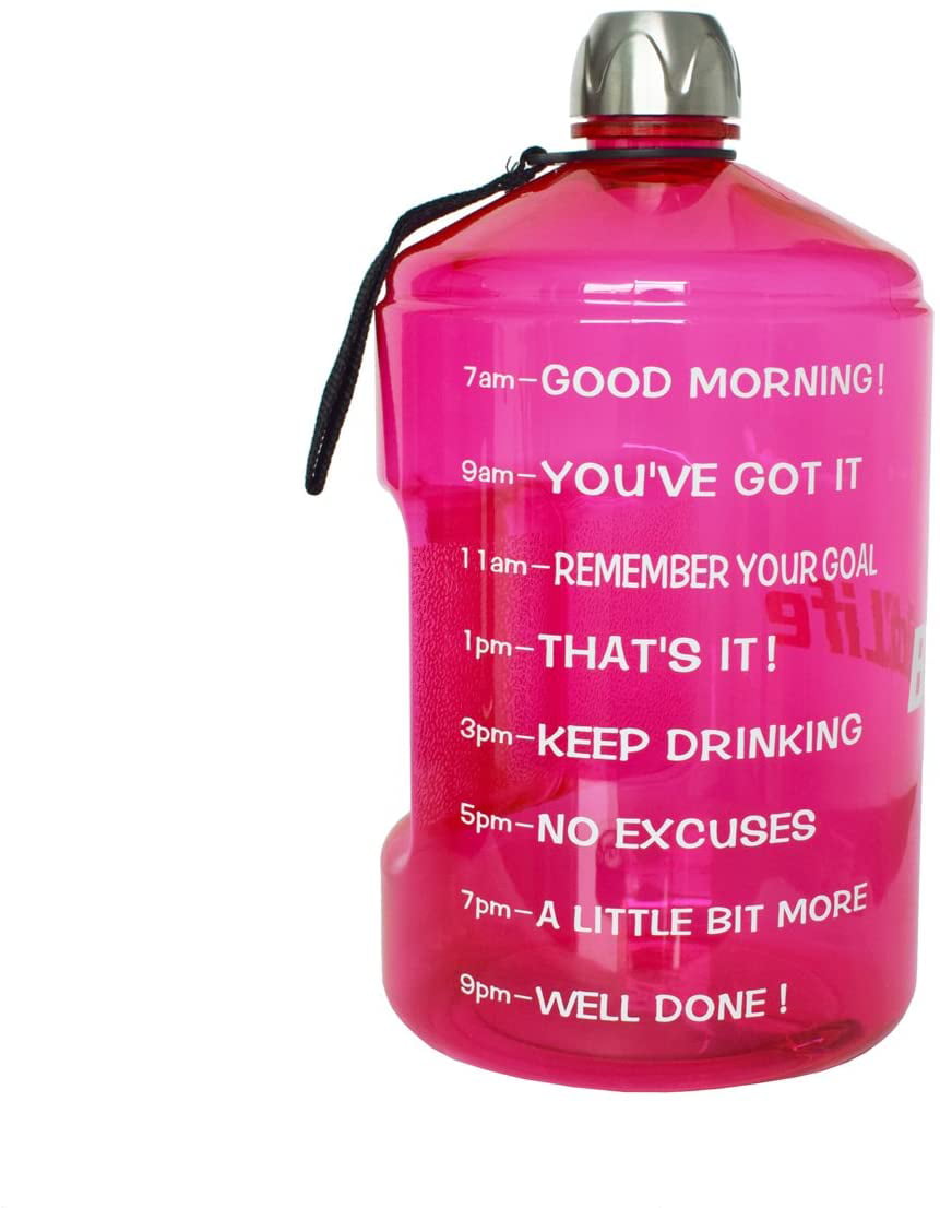 128OZ/73OZ BuildLife Gallon Motivational Water Bottle with Time Marked to Drink More Daily and Nozzle,BPA Free Reusable Gym Sports Outdoor Drinking Large Water Jug