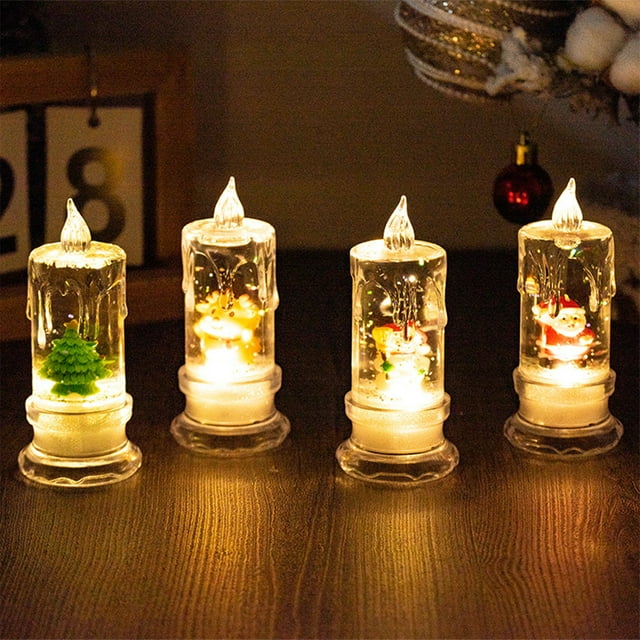 Fiudx Luces Navideñas de Viento, Diseño Led de Papá Noel, Decoración Festiva de Cristal, Luz de Noche Acogedora, Ahorro de Energía, Decoración para El Dormitorio, Tamaño 11 X 4,7 X 4,7 Cm, Adorno Nav
