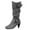 Gray, variant on Womens Middle Mid Calf Boots Casual Boots High Knee Round Head Buckle Strap Boots for Women