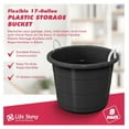 Large 17 Gallon Flexible Plastic Storage Bucket Container with Easy