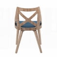 thumbnail image 4 of American Country White Washed Wood & Blue Fabric Dining Chairs - 2-Pack with Cushioned Seats, 4 of 5