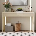 thumbnail image 2 of Tcbosik 55.1" Console Table with 3 Drawers, Entryway Table with Storage, Modern Accent Table for Hallway, Foyer, Living Room, Apricot, 2 of 10