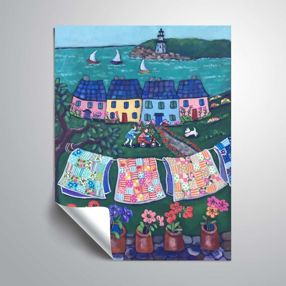 ArtWall More Cottages and Quilts, Removable Wall Art Mural by Holly Wojahn