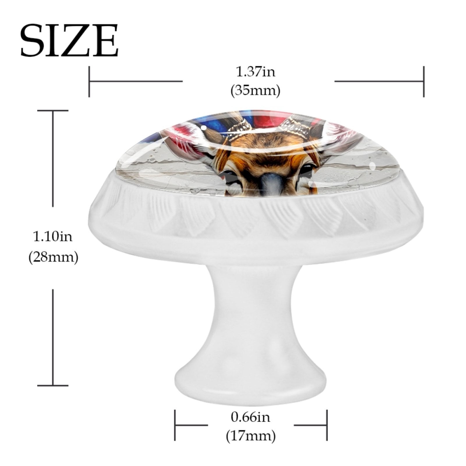 4 Pcs Deer and American Flag Knobs for Kitchen Cabinet Cupboard Dresser Bookcase Drawer Pulls Handles Round Home Decor