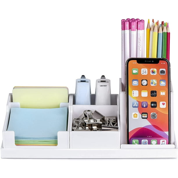 Onavia Desk Organizer Sets With Adjustable Pen Holder Phone Stand Sticky Note Tray Thumbtack Business Card Accessories Decor Cubicle Desktop Organization For Home Office White Com Onavia Desk Organizer Sets With, Business Card Holder Desktop Organizer