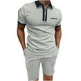 thumbnail image 3 of DDAPJ pyju Mens Shorts Sets 2 Piece Casual Business Outfits Quarter Zip Polos Shirt and Shorts Set with Pockets Gray L, 3 of 7