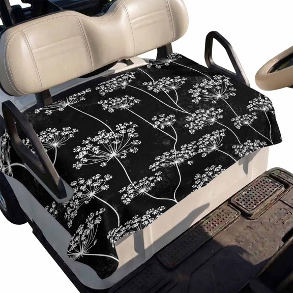 Golf Cart Seat Cover Black Dandelion Club Car Golf Cart Seat Covers Soft Absorbent Golfcart Towel Blanket Nature Wildflowers Leaves Golf Seat Covers for Cart Decor Fits 2 & 4 Passenger 51"x31"