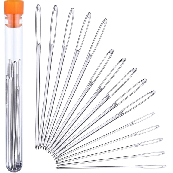 15 Pieces Blunt Needles stainless steel Large-Eye Yarn Knitting Sewing Needles, 3 Sizes