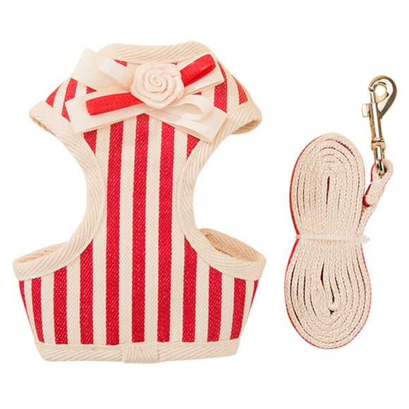 Ensemble Harnais Laisse pour Animal Ajustable en Coton Robuste Laisse pour Chat avec Harnais Gilet pour la Marche