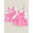 thumbnail image 3 of BemeyourBBs My First Birthday Outfits Baby Girl 1 Years Old Outfit Ribbed Romper Overalls Dresses Cupcake Goose Skirt Set Fall Winter Spring Clothes, 3 of 9