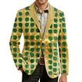 thumbnail image 5 of Levmjia Men's St. Patrick's Day Corduroy Blazer Green Clover Print Single - Breasted Pocket Blazer S - 4XL 98% Cotton 2% Spandex Suit Jacket Saint Patrick's Day Outfit, 5 of 8