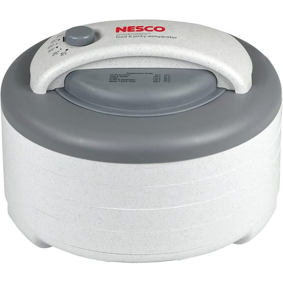 Nesco FD-60 Snackmaster Express Food Dehydrator for Great Jerky and Snacks, 4 Trays, 13.5" X 9.75", white and grey