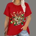 thumbnail image 1 of Camisetas de Navidad para mujer, Tops con estampado de dibujos animados de Papá Noel, camisetas de manga corta con cuello redondo, ropa informal de fiesta, Tops de gran tamaño para mujer, 1 of 5