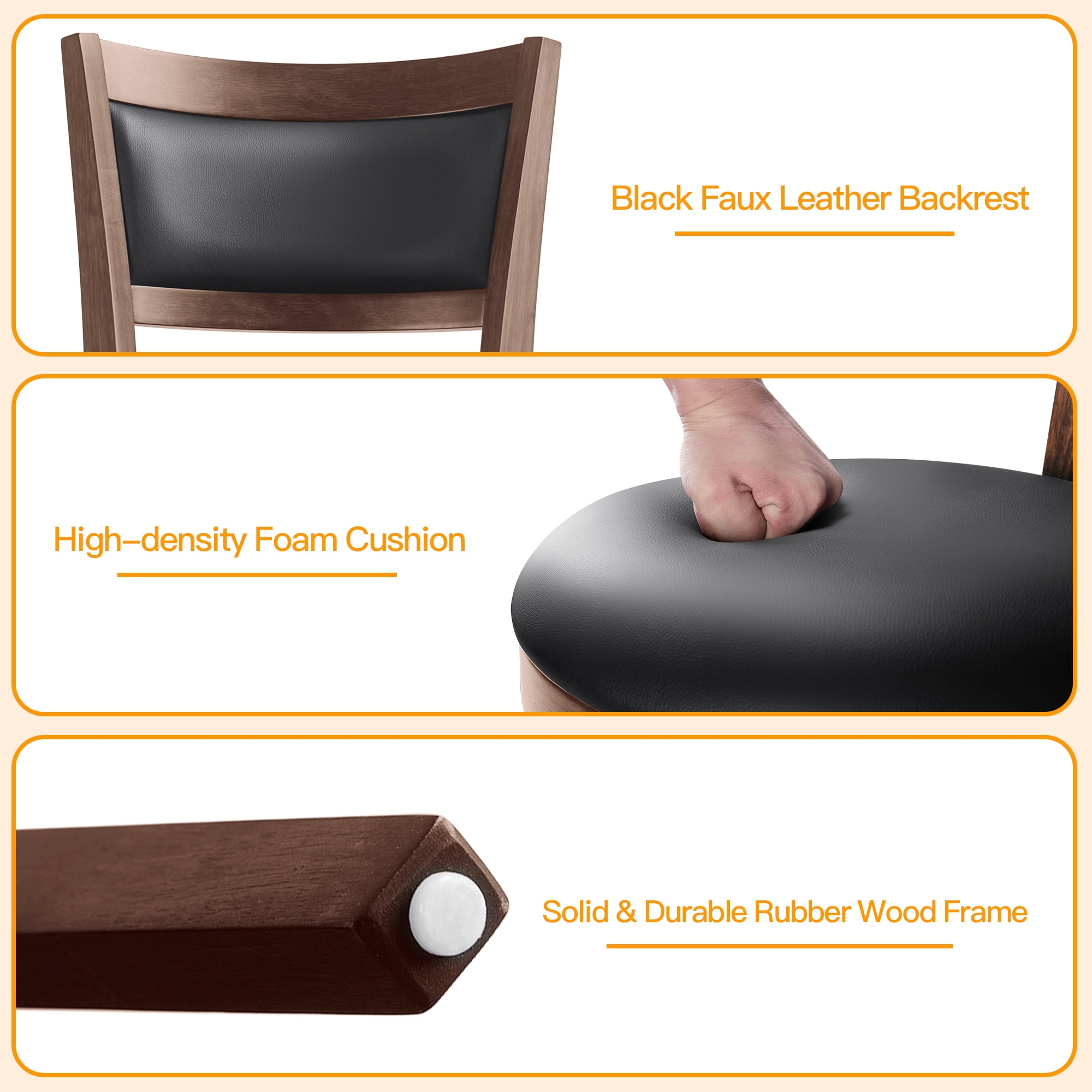 TrumanPick Counter Height Swivel Barstool 24" Seat Bar Stools High Back Leather Bar Chairs for Kitchen Island Cappuccino Finish, 4 Pack