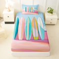 thumbnail image 3 of jejeloiu Soft Pastel Surfboard Twin Sheets For Girls,Beach Wave Print Bedding,Pink Blue,3pcs,1 Fitted Sheet and 1 Pillowcase, 3 of 6