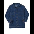 thumbnail image 2 of Chaqueta Vaquera para Mujer, Desgastada, de Larga, de Gran Tamaño, Estilo Camionero. Azul M, 2 of 9