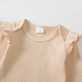 thumbnail image 4 of Toddler Baby Girls Clothes Baby Girls Outfits 12-18 Months Baby Girls Long Sleeve Romper Top Strap Skirt 2PCS Set Apricot, 4 of 8