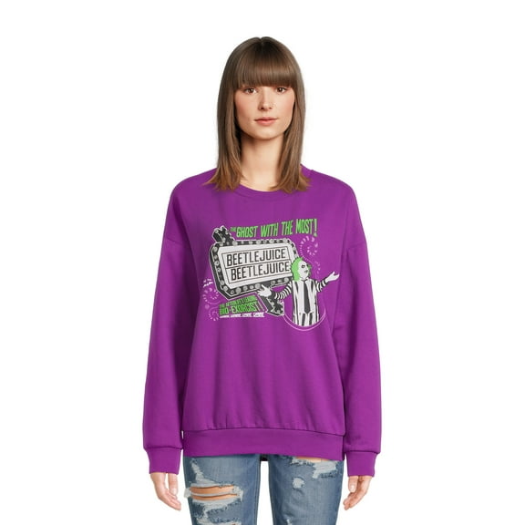 Licensed Graphics by Beetlejuice Women’s Graphic Print Crewneck Sweatshirt, Sizes XS-3XL