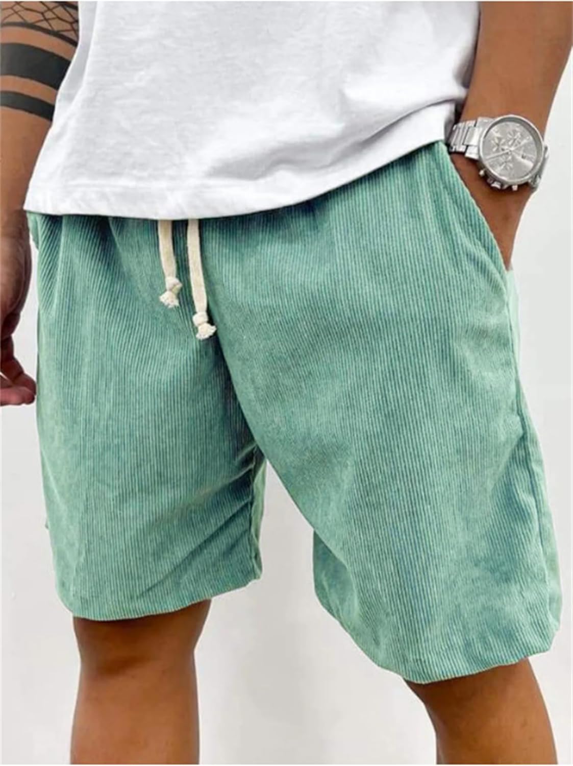 Short Homme Velours Côtelé TARAINYA - Coton Stretch - Cordon Serrage - Poches - Été Casual