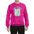 thumbnail image 2 of Wild Bobby, Y'all Is Not Word It's A Word Southern Artsy Jar with Flowers Pop Culture Unisex Crewneck Graphic Sweatshirt, Fuschia, 2XL, 2 of 3