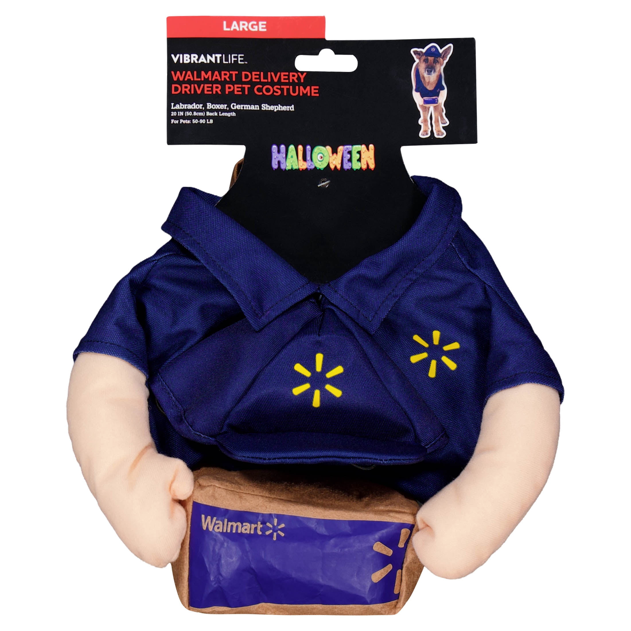 Vibrant Life Halloween Walmart Delivery Driver Dog Costume, Multicolor, L