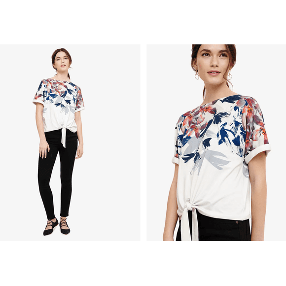 Phase Eight Maddie Short Sleeve Front Tie Top Floral Print Size 10US 14UK $110