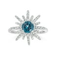 thumbnail image 4 of Gemistry 925 Sterling Silver Round London Blue Topaz & White Natural Zircon Gemstone Women's Ring (1.46 cttw), 4 of 5