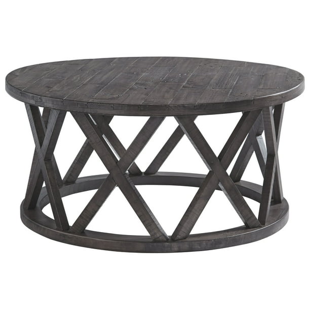 Signature Design By Ashley Sharzane, Ashley Rogness Rustic Brown Round Cocktail Table