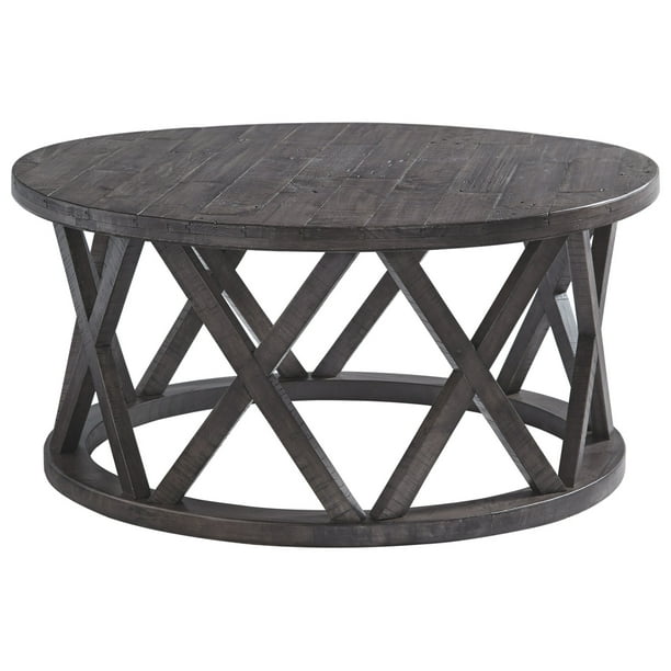 Signature Design By Ashley Sharzane Brown Round Cocktail Table Com Signature Design By Ashley Sharzane, Ashley Rogness Rustic Brown Round Cocktail Table