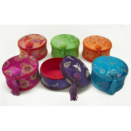 Chinese Brocade Jewelry Box-brown