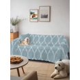 thumbnail image 6 of Blue Moroccan Couch Cover Sofa Covers 3 Cushion Sectional Couch, Retro Country Geometric Quatrefoil Plaid Washable Sofa Covers Slipcover Sectional Sofa Cover, Furniture Protector 71"x150", 6 of 9