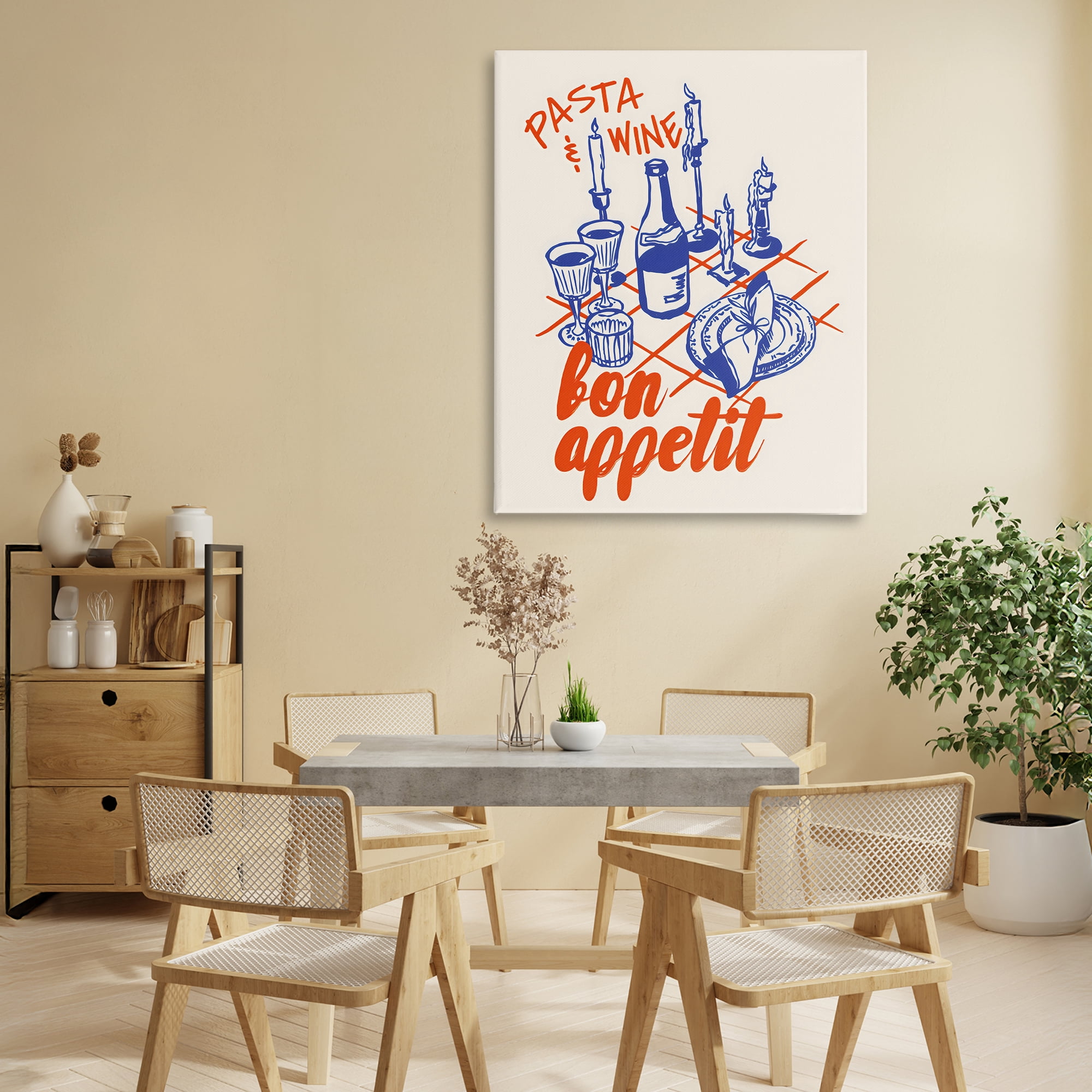 Stupell Industries Pasta & Wine Bon Appetit Canvas Wall Art, design by The Prints Vibe