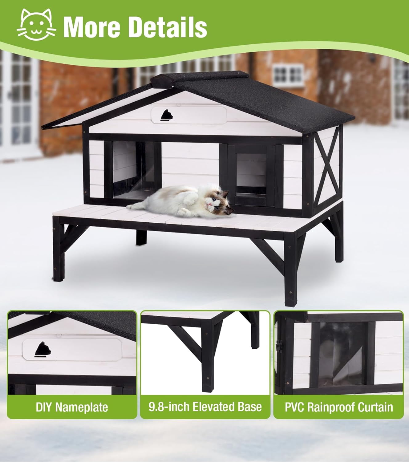 Aivituvin Heated Cat House for Outside, Outdoor Cat House Insulated with Electric Heating Blanket, Bite-Resistant Wires, Weatherproof Feral Cat Shelter for Winter