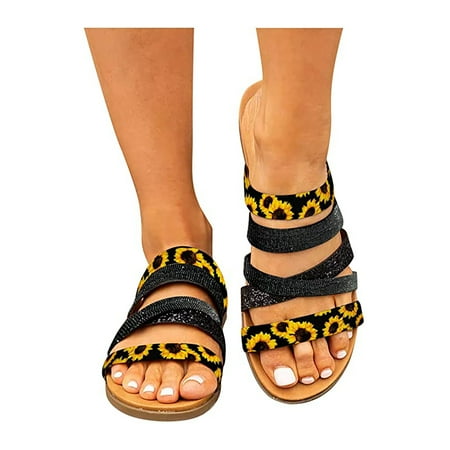 

ClodeEU Flip-Flops Ladies Sandals Hollow Flat Sandals Cross-Border Back Zipper Women S Shoes