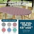 thumbnail image 3 of Sorfey Oval Vinyl Table Cover Checkered Fitted Picnic Tablecloth, Burgundy 48" x 68", 3 of 8