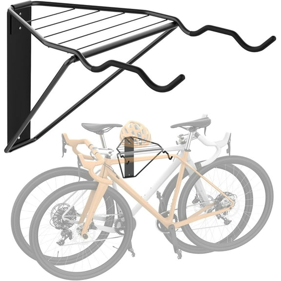Wall Mounted Horizontal Bike Rack, Foldable Space Saving Bicycle Storage Solution for 2 Bikes, Indoor Bike Equipment Storage for Garage