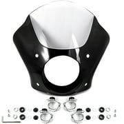 Kapsco Moto  NEW Quarter Fairing Windshield Kit Plus Fork Mounting Hardware for Harley Davidson, Black with Clear