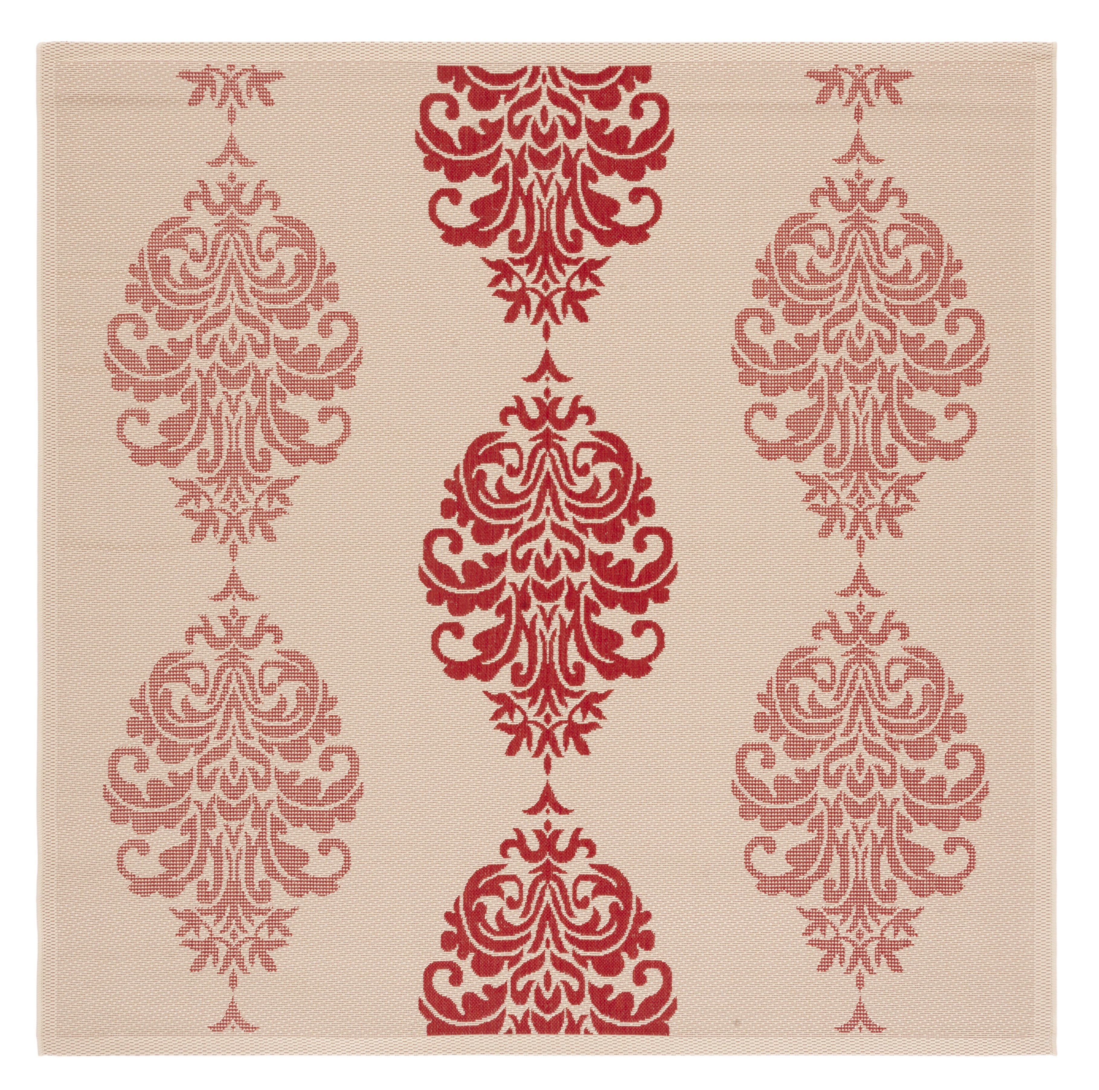 Safavieh Courtyard Jenny Medallion Indoor/Outdoor Area Rug, Natural/Red, 6'7" x 6'7" Square