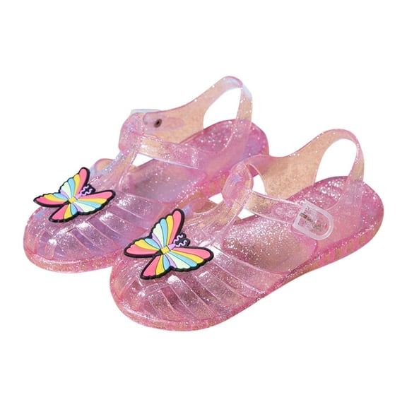 Eltusu Girls Jelly Sandals, Closed Toe Beach Party No Slip Summer Shoes Pink Size 5 T