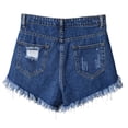 thumbnail image 4 of ClodeEU Women's High Waist Ripped Denim Shorts,Casual Distressed Frayed Hem Summer Jean Shorts,Y2K Streetwear Hot Pants Dark Blue,Women's Plus XXL, 4 of 7