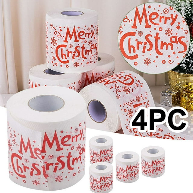 TIMIFIS Roll Paper Christmas Pattern Color Toilet Paper Santa Christmas Tree Printed Tissue Kitchen Gadgets