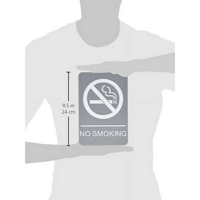 ADA Sign, No Smoking Symbol w/Tactile Graphic, Molded Plastic, 6 x 9, Gray ADA Sign, No Smoking Symbol w/Tactile Graphic, Molded Plastic, 6 x 9, Gray