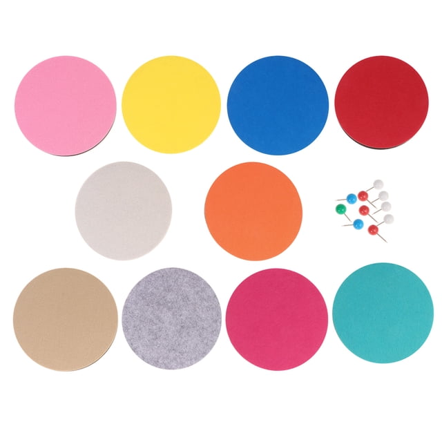 Miangastore 10pcs Creative Memo Board Colorful Round Felt Mural Sticker Multifunctional Wall Decals Smart Collect Board with 10pcs Round Push Wall Decor Supplies for Photos Memos Display