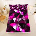 thumbnail image 4 of Castle Fairy Futuristic Cubes Triangle Facet Queen Sheets 4 Pieces,Abstract Polygon Queen Sheet Sets,Magenta Black Silver,1 Flat Sheet, 1 Fitted Sheet and 2 Pillowcases, 4 of 7